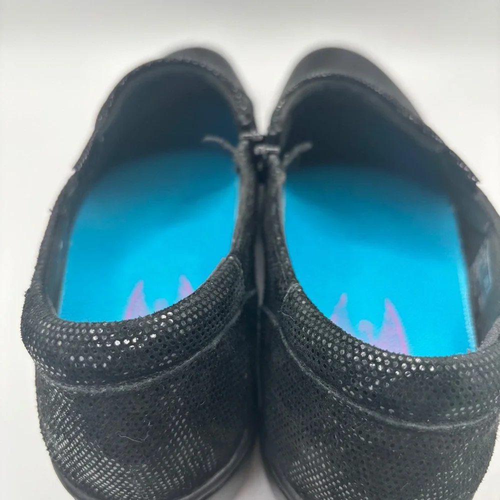 Clarks Channing Kim Womens 9.5 Black Lizard Print Zip Loafers 26113346